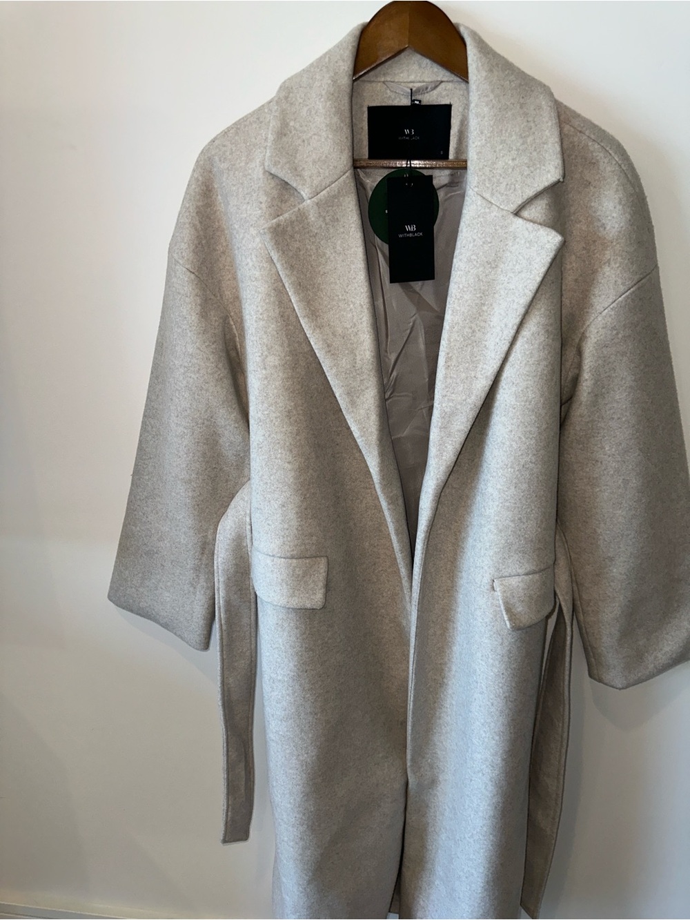 With Black Long Belted Robe Coat - Light Gray - Picture 6 of 16